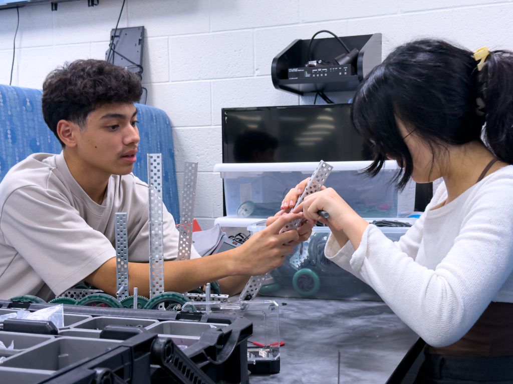 Students working on TSA project
